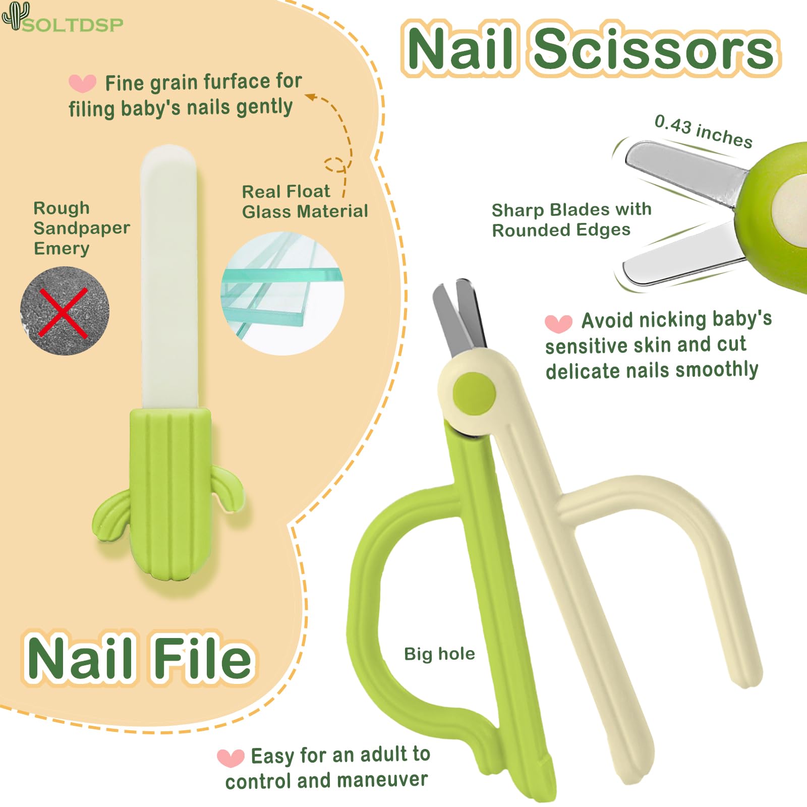 Pinza para nariz Soltdsp cactus verde, higiene fácil.