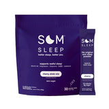 Som Sleep polvo sabor cereza en frasco, apoyo suave al inicio del sueño.