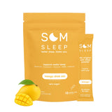 Som Sleep polvo sabor mango listo para mezclar y promover relajación previa al sueño.