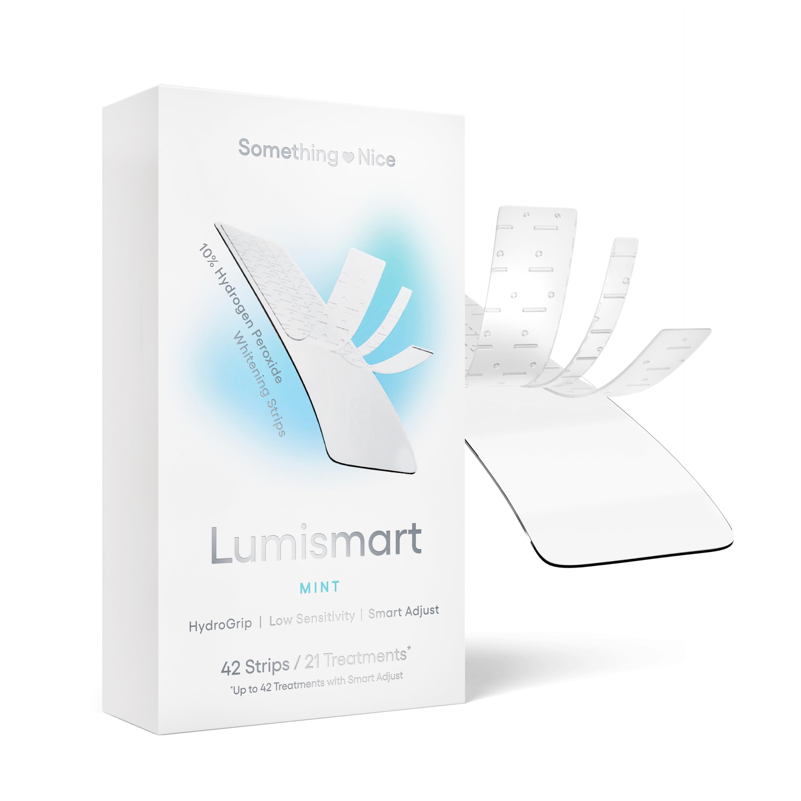 Something Nice Lumismart tiras-blanqueamiento para dientes sensibles con resultados graduales.