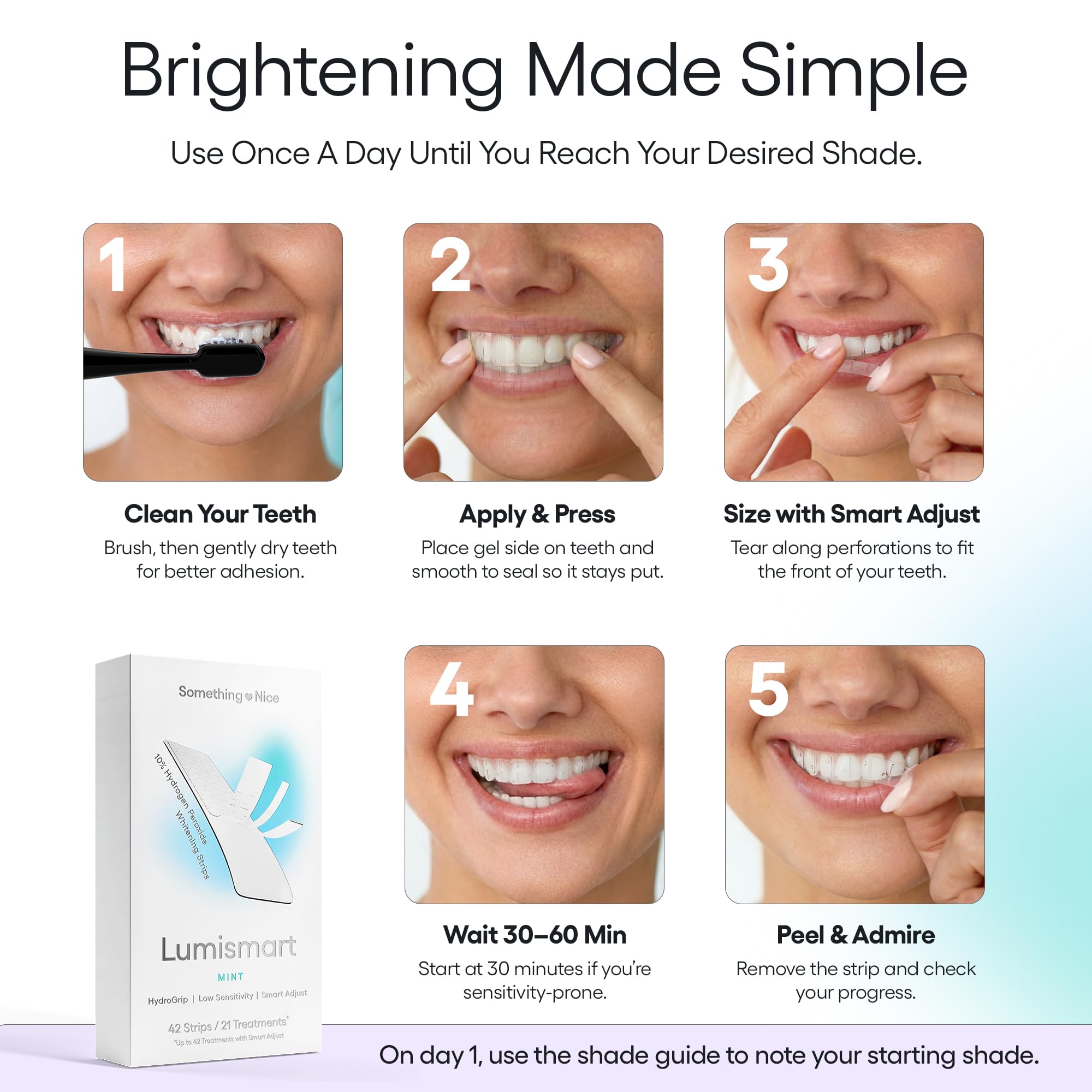 Something Nice Lumismart uso diario: fórmula segura para mantener una sonrisa más brillante.
