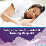 Sominex, botella nocturna lista para tomar antes de acostarte y descansar.