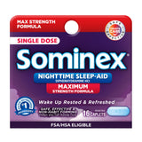 Sominex, caja de 16 cápsulas, ayuda a dormir rápido y despertar descansado.