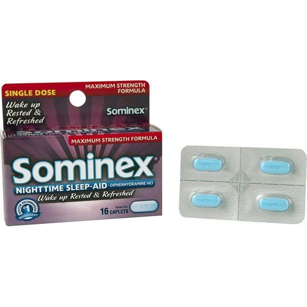 Sominex caja nocturna para descanso temporal en casa.