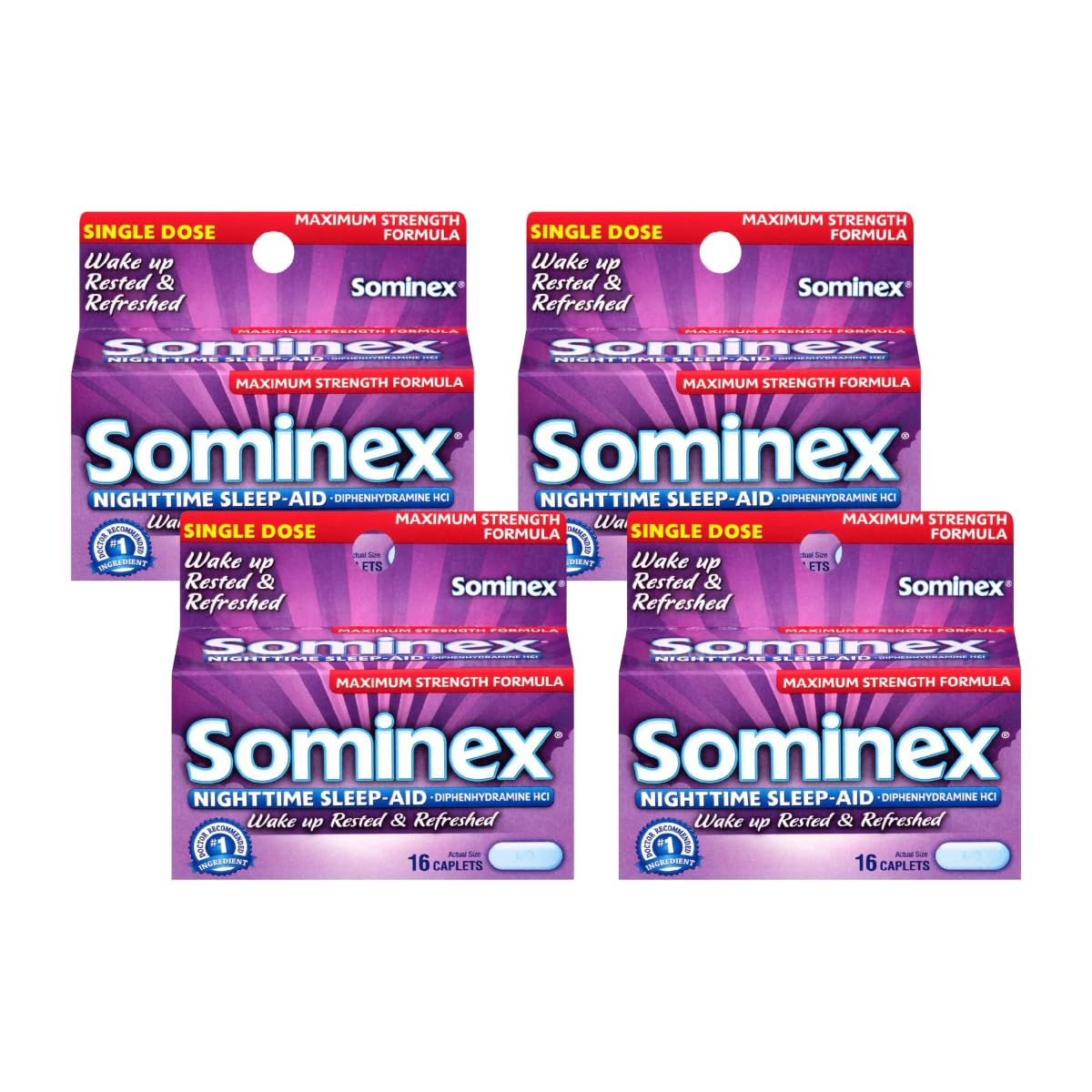 Sominex comprimidos nocturnos frente, lista para dormir mejor
