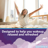 Sominex dos tabletas nocturnas, opción para tomar antes de acostarse.