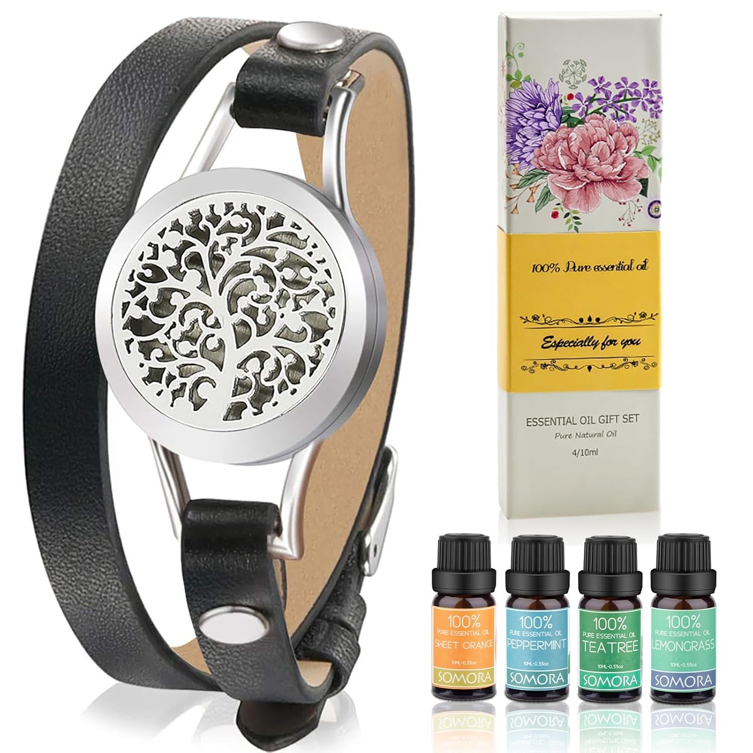 SOMORA pulsera difusor en caja regalo floral, ideal para regalo.