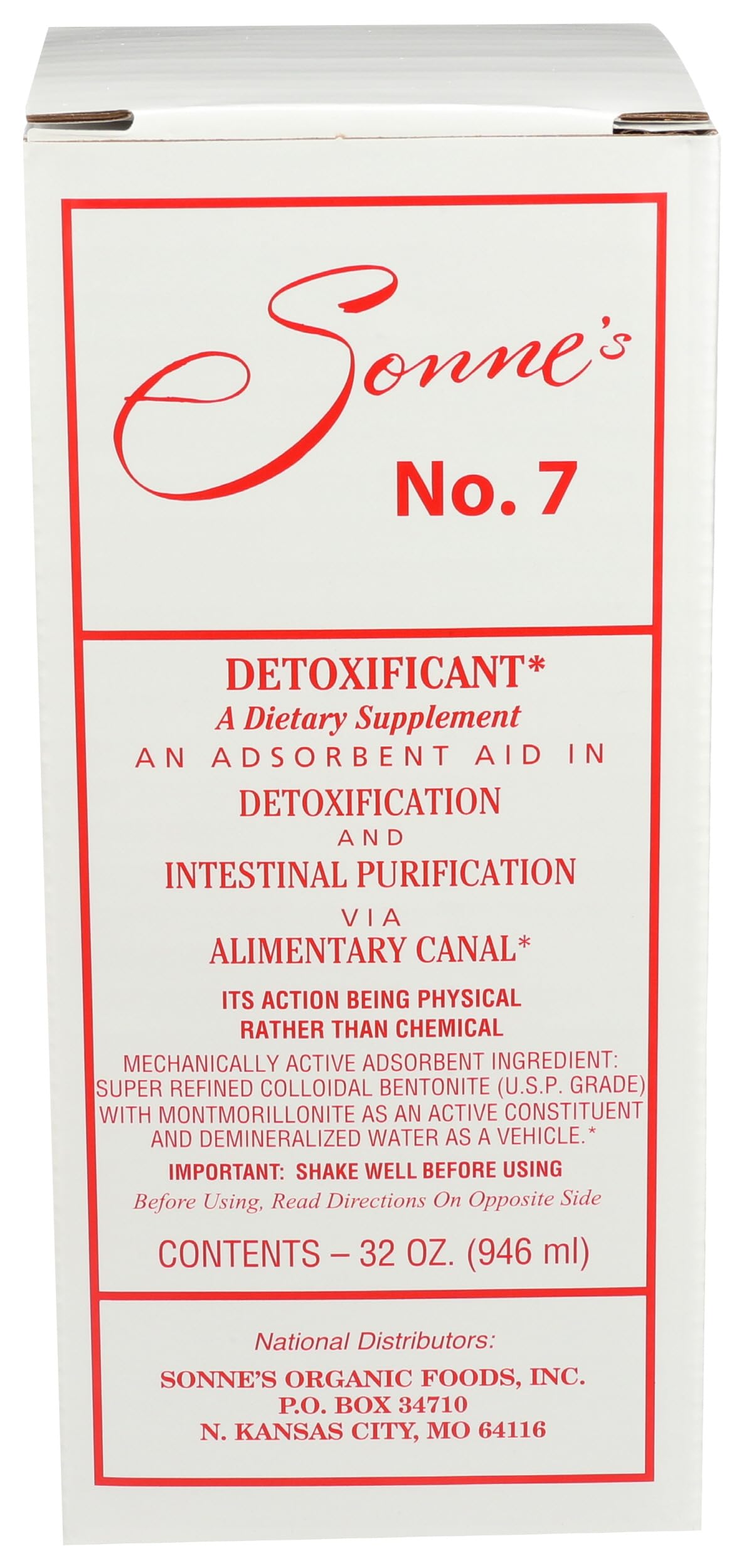 Sonne's Bentonite No7, botella de 32 oz para uso diario.
