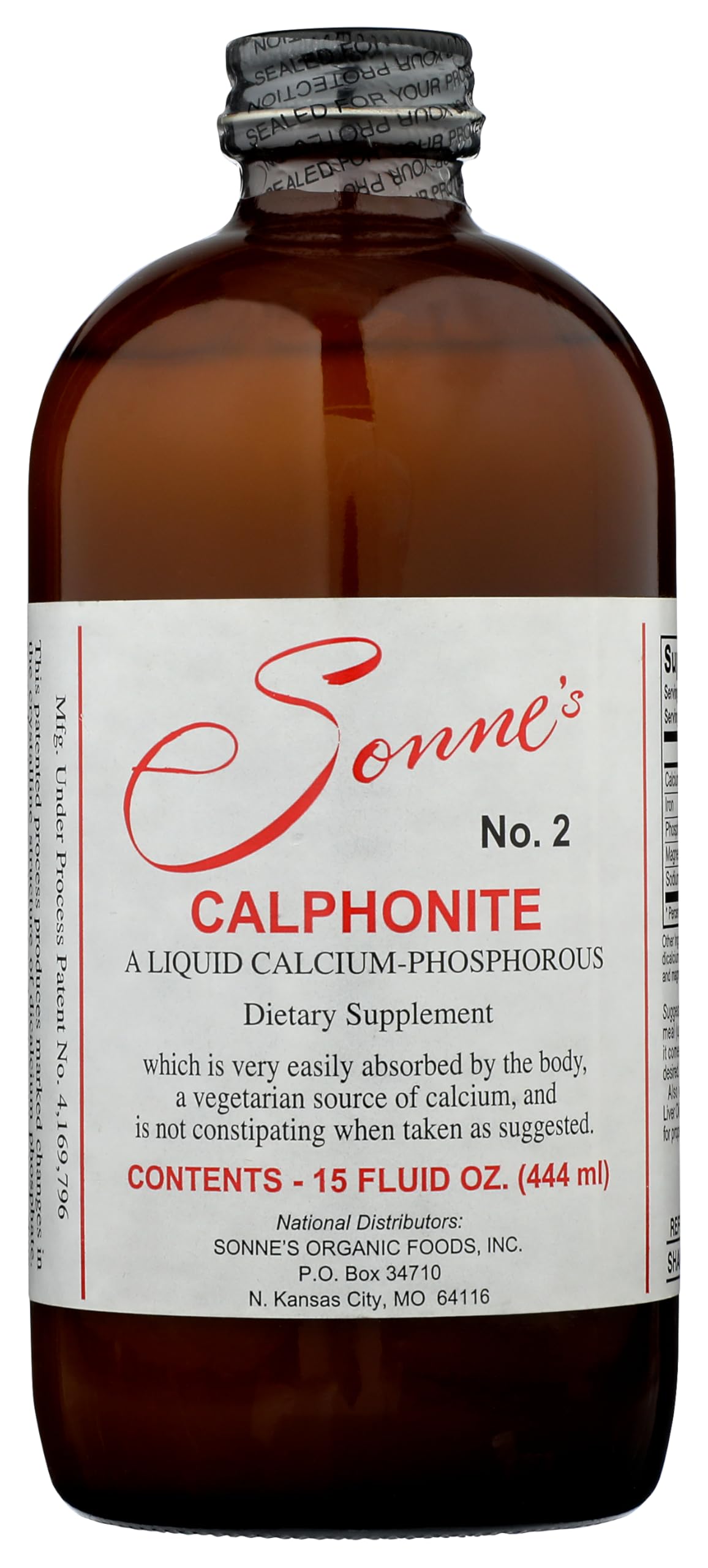 Sonne's Calphonite botella con vertido mostrando textura líquida para absorción rápida