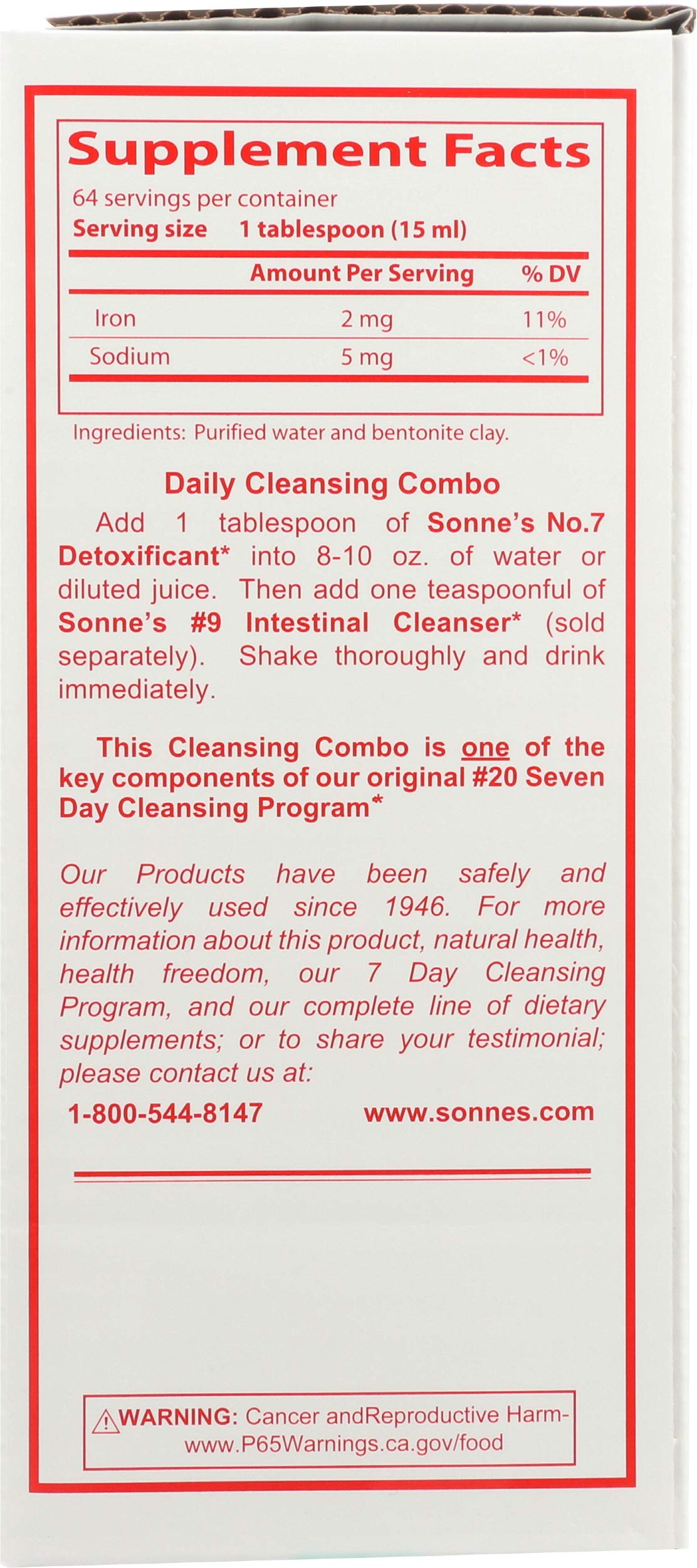 Sonne's No7 Desintoxicación, uso diario para añadir a bebidas.