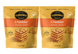 Sonoma Creamery Quesos crujientes cheddar, empaque listo para merienda rápida.