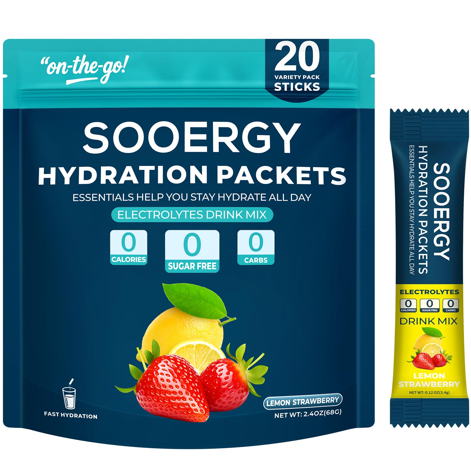 Sooergy electrolitos en sobre sabor limon fresa para hidratación rápida durante el entrenamiento