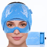 Soothefy Migraine Relief Cap con cobertura 360° para alivio cómodo en casa.
