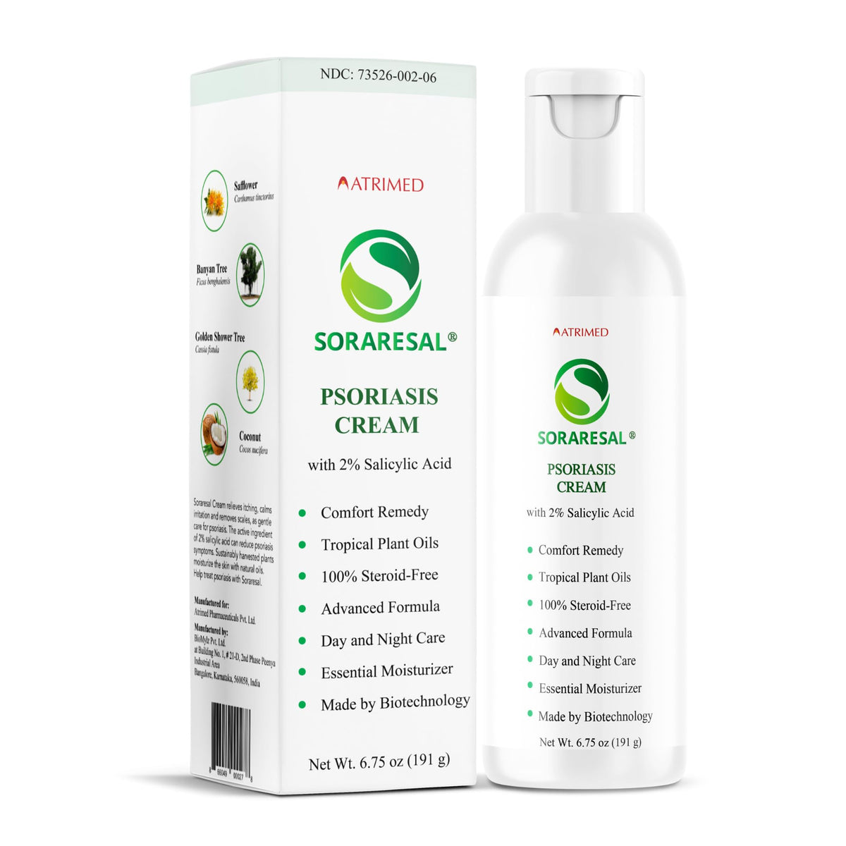 Crema SORARESAL para psoriasis en bote: alivio suave y cómodo.