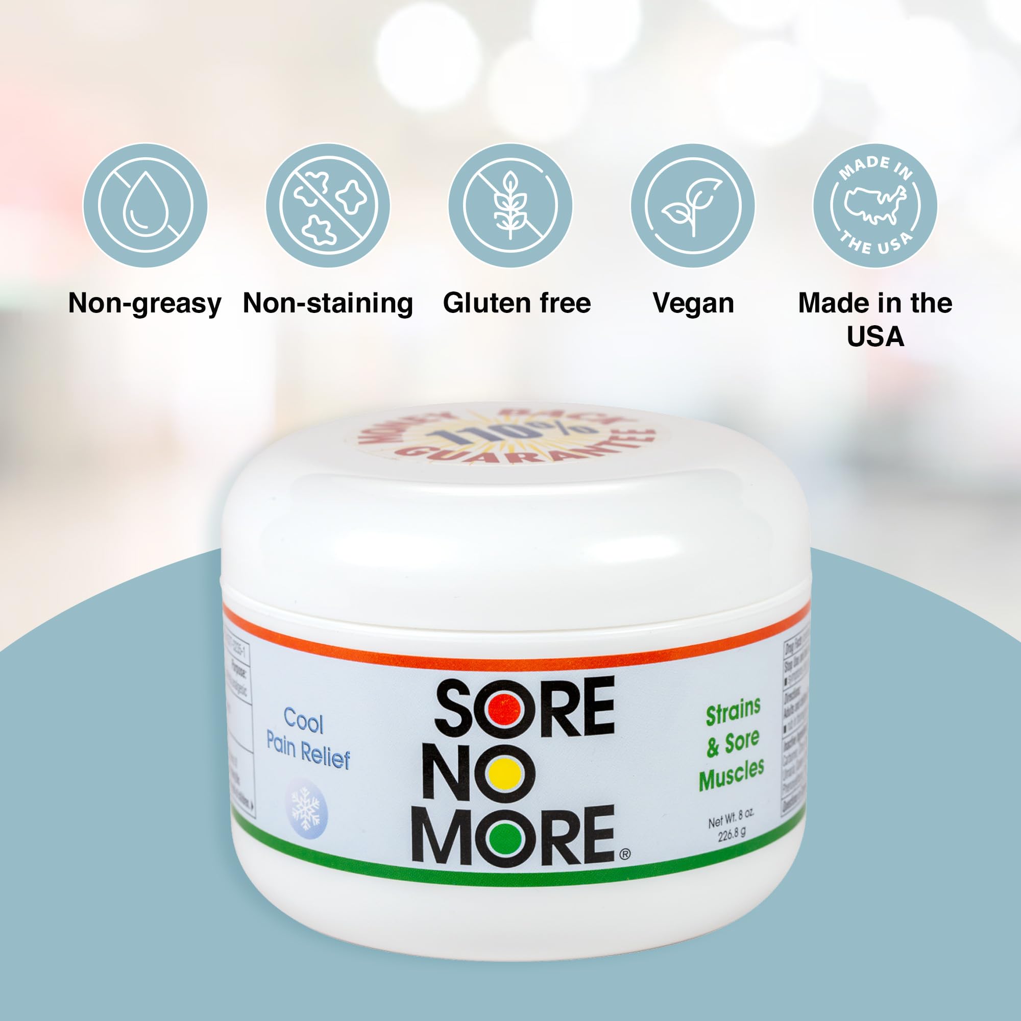 Sore No More gel aplicación fácil, sin mancha en la ropa durante el uso.