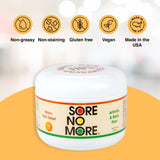 Sore No More textura no grasa, aplicación limpia.