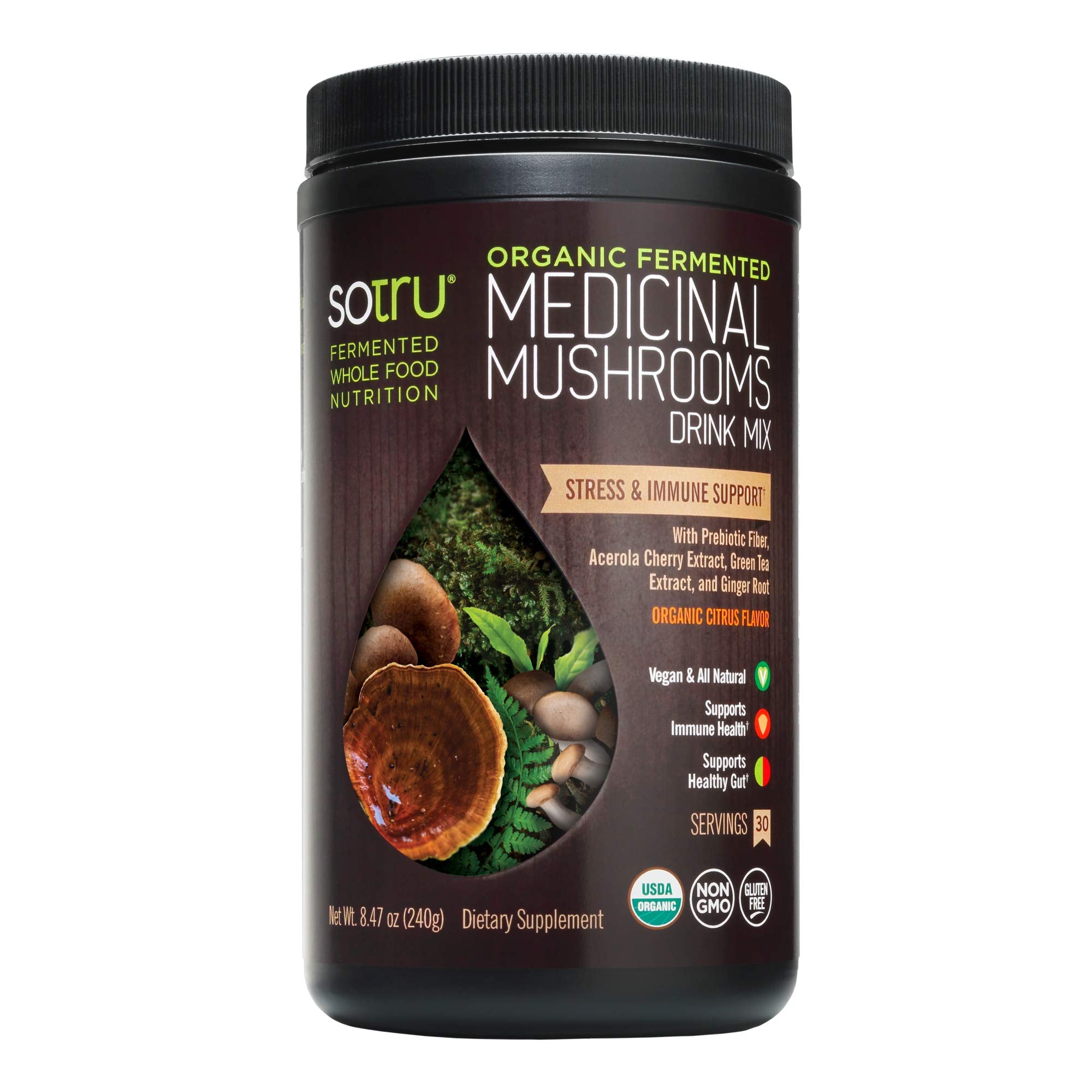 SOTRU polvo de hongo cordyceps, ideal para añadir a batidos saludables.