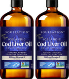 SOULSATION: botella de aceite de hígado de bacalao islandés con limón para bienestar diario.