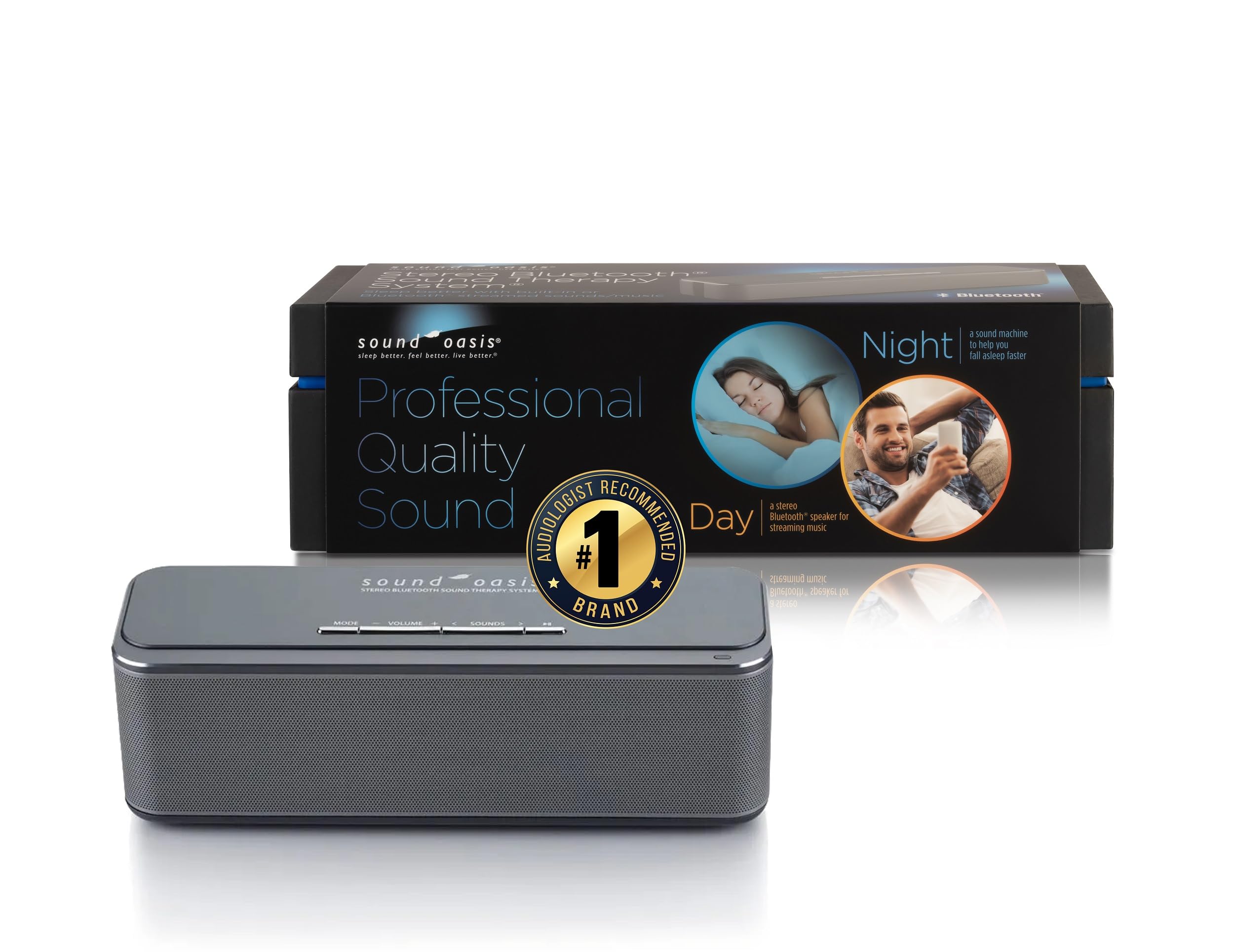 Sound Oasis frente de la máquina de sonido Bluetooth para dormir