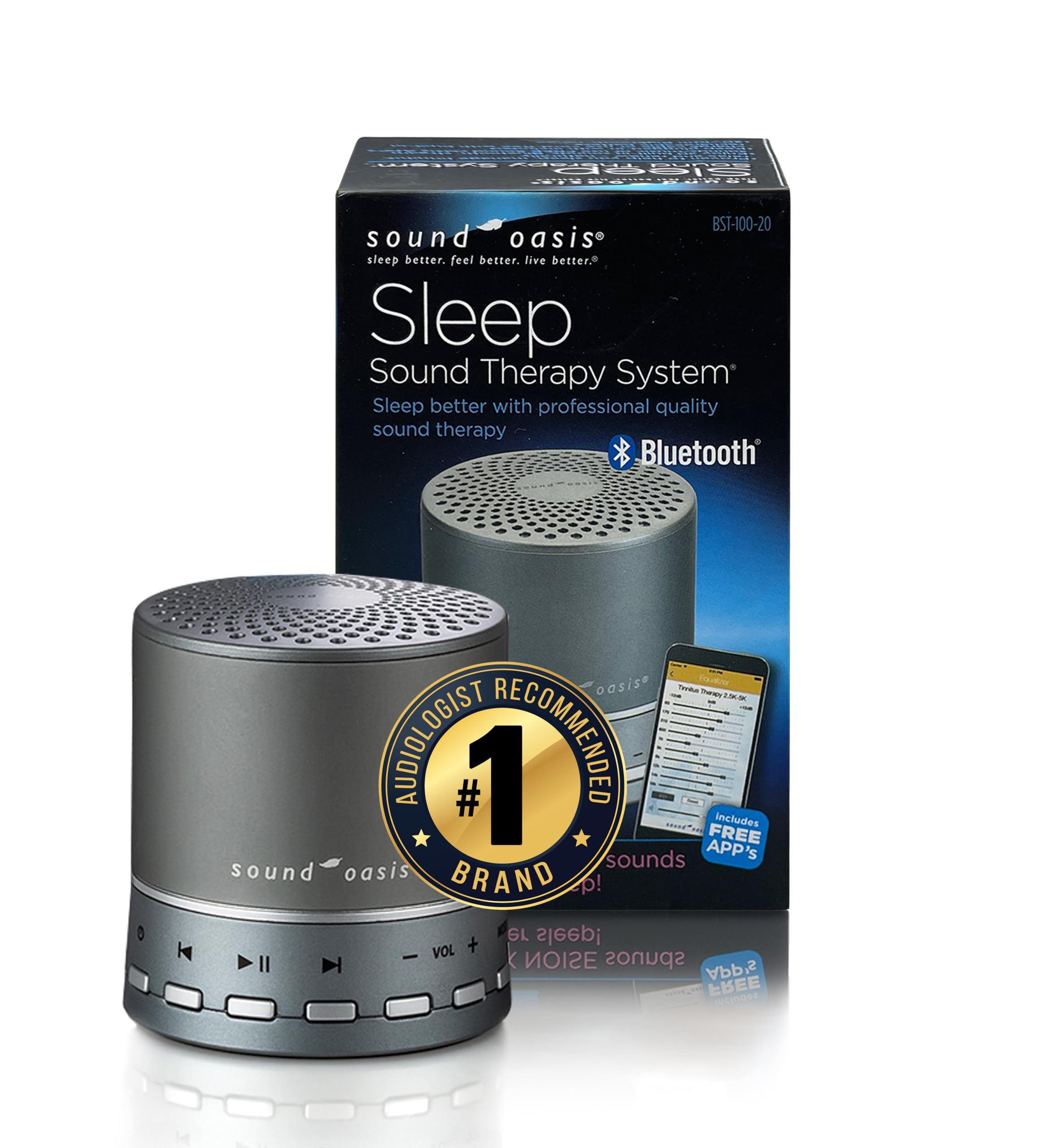 Sound Oasis portátil junto a la cama para mejorar el sueño nocturno