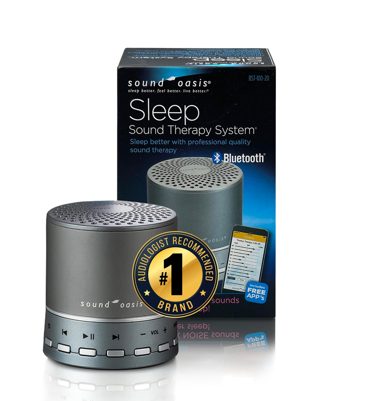 Sound Oasis portátil junto a la cama para mejorar el sueño nocturno