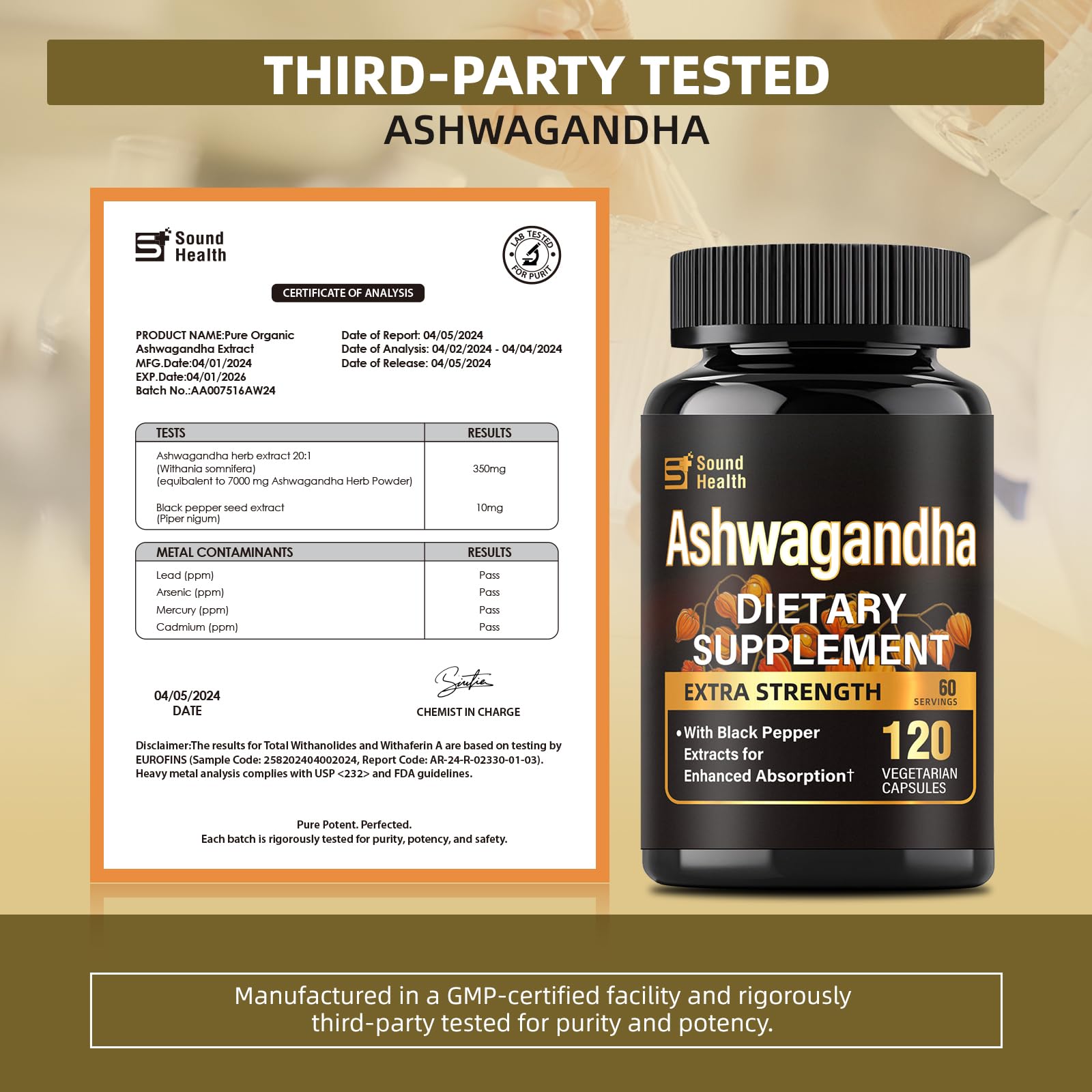 Pimienta negra para absorción de SoundHealth Ashwaganda.