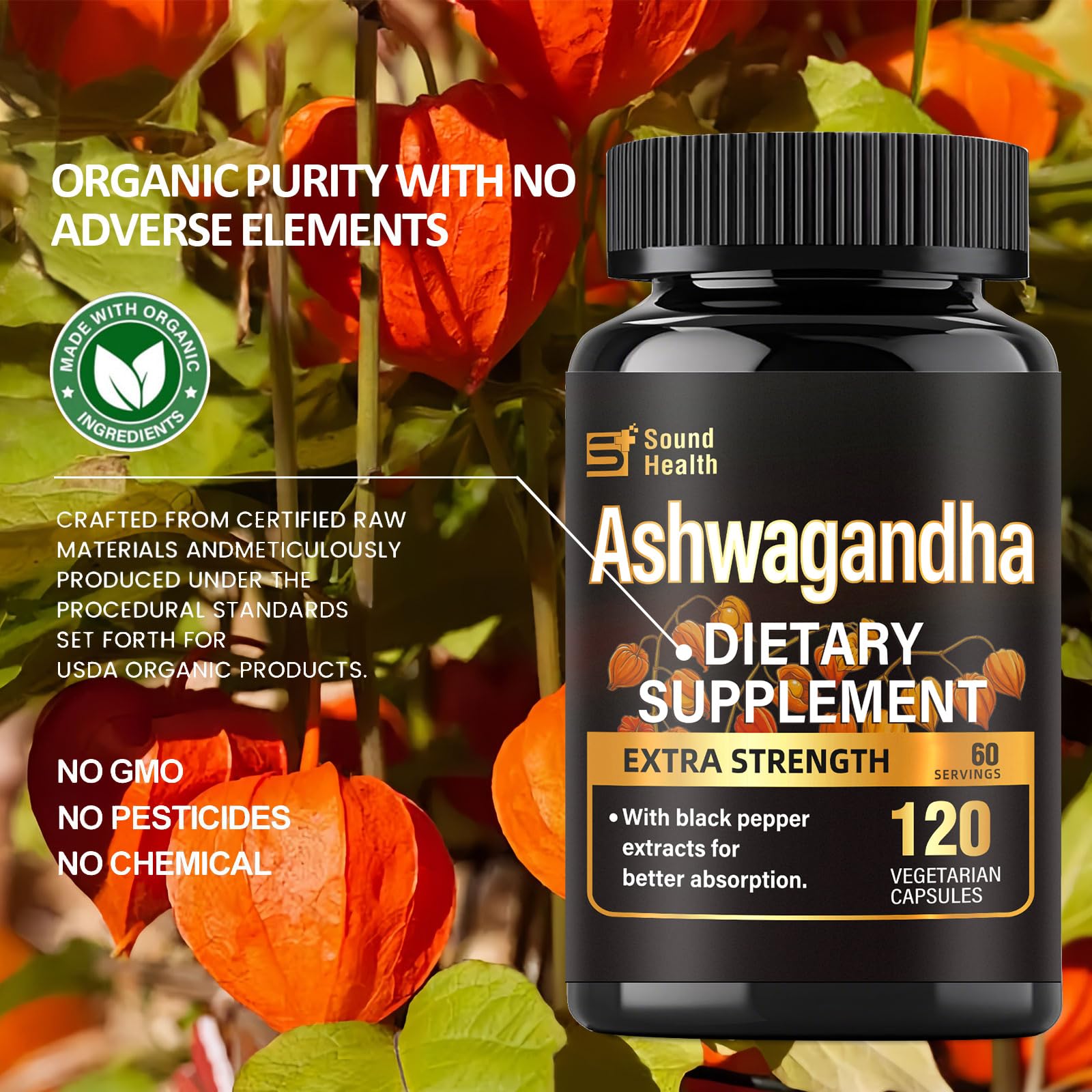 Ashwaganda sin gluten para dietas diversas.