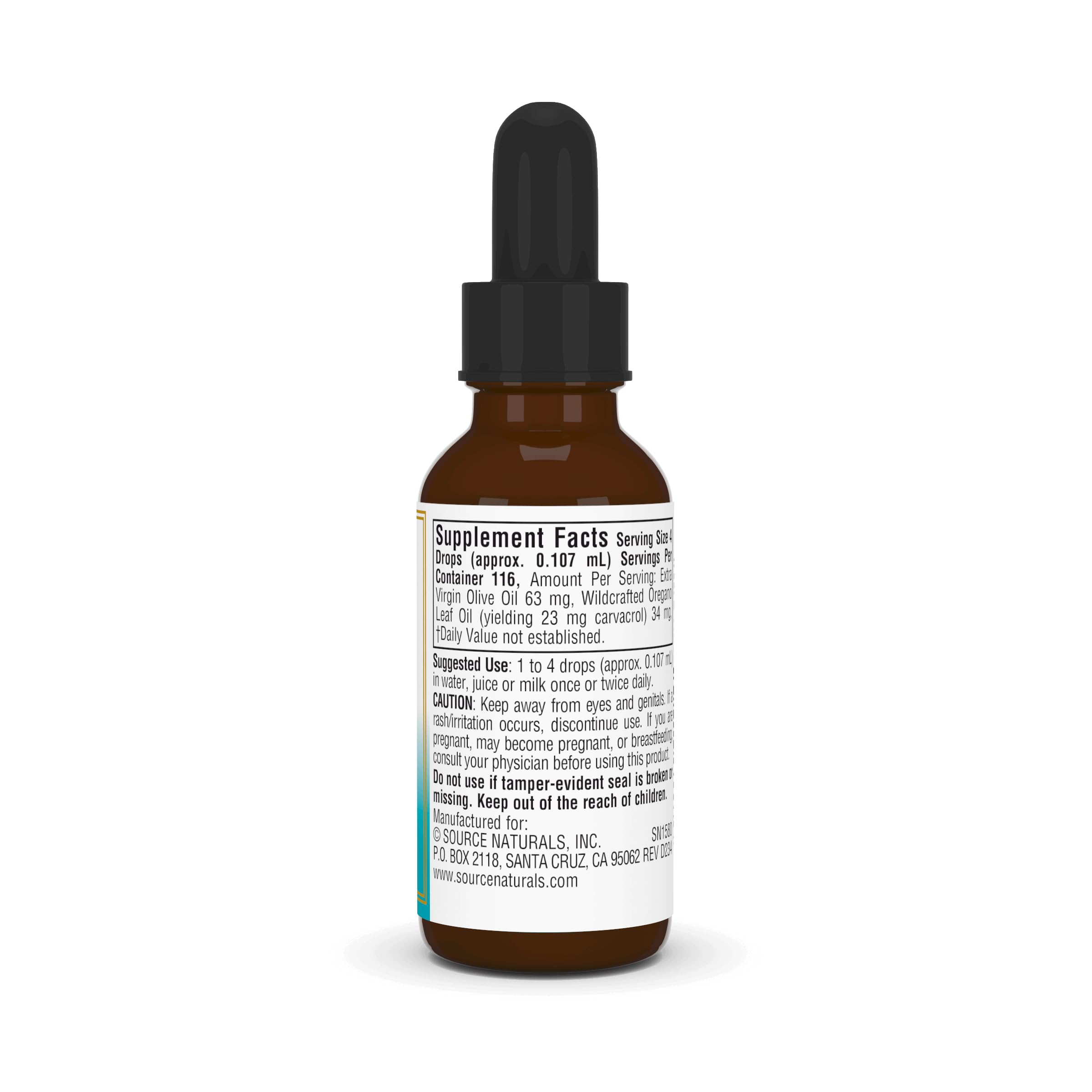 Source Naturals aceite de oregano con gotas, lista para uso diario en casa.