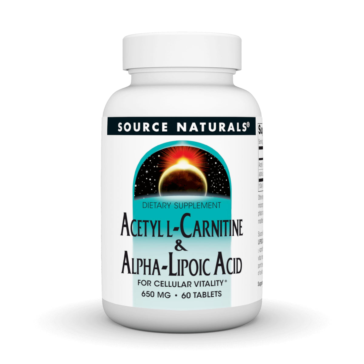 Source Naturals Acetil L-Carnitina y Alfa Lipoico frasco de 650 mg para apoyo de funciones metabólicas