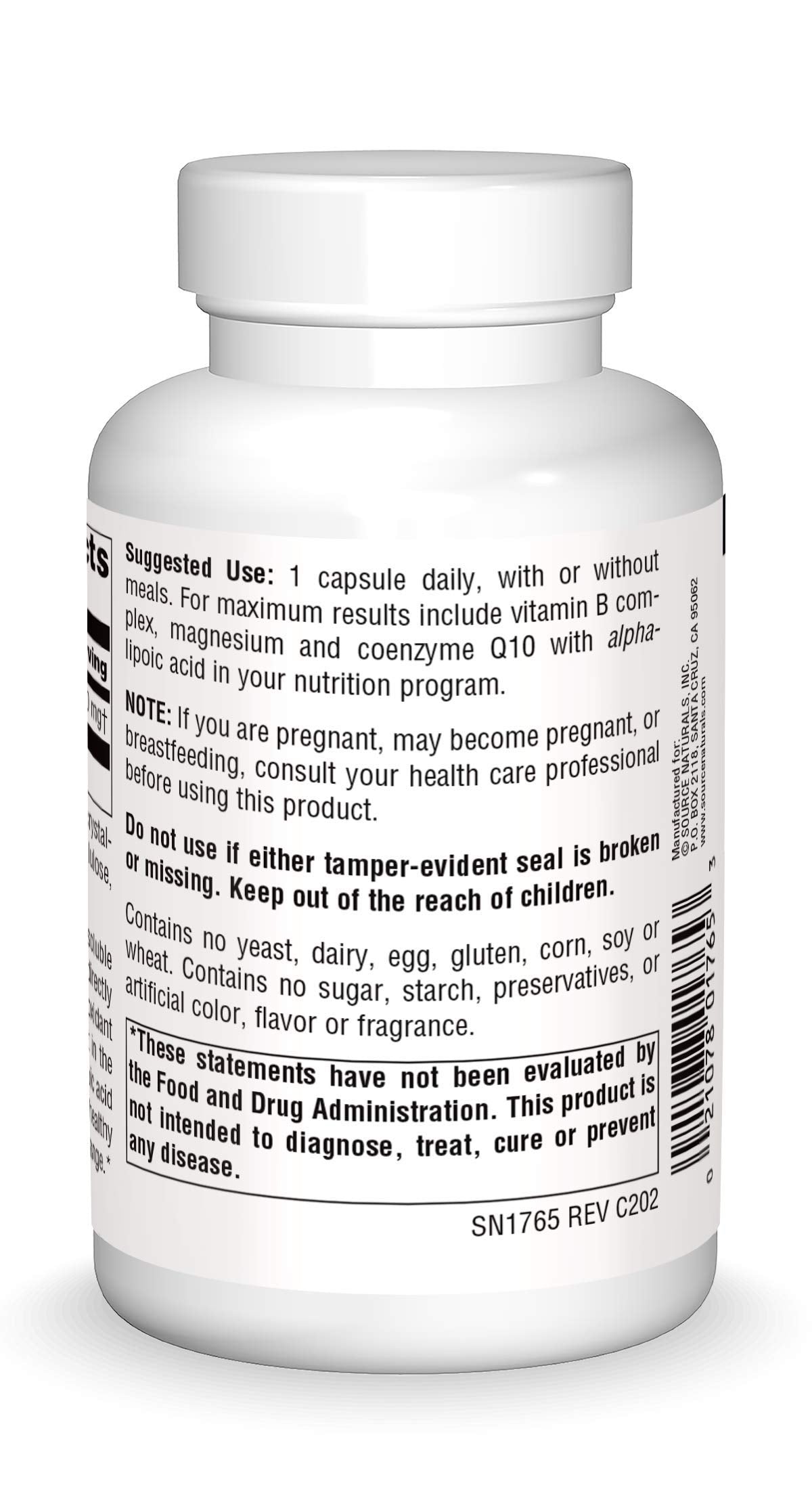 Source Naturals Ácido Alfa Lipoico 300 mg liberación gradual favorece metabolismo saludable