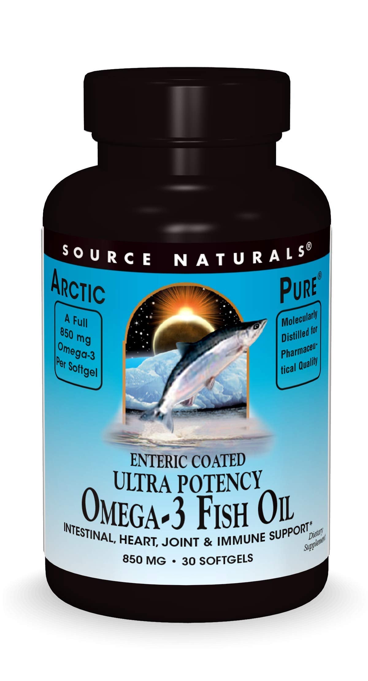 Source Naturals ArcticPure, botella de cápsulas, apoyo potencial a la salud general.