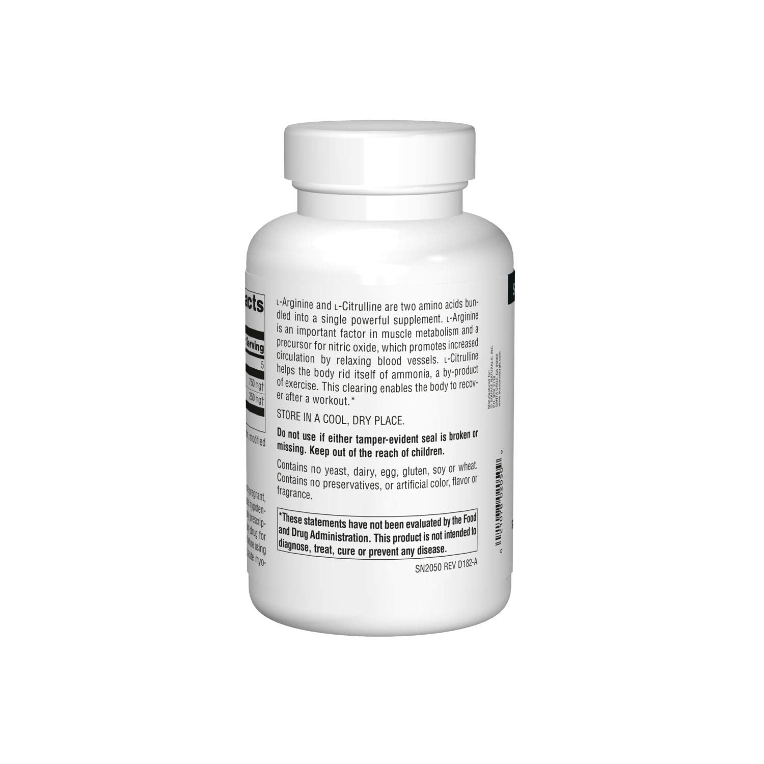 Source Naturals L-Arginina L-Citrulina, tabletas, dosis diaria para energía sostenida