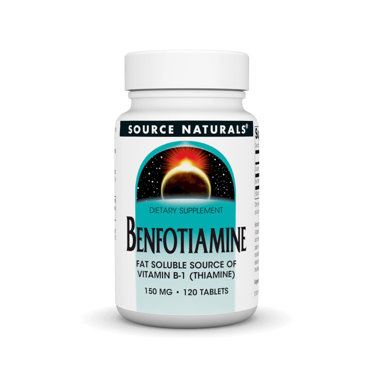 Source Naturals Benfotiamina botella frontal, muestra la marca y fórmula liposoluble.
