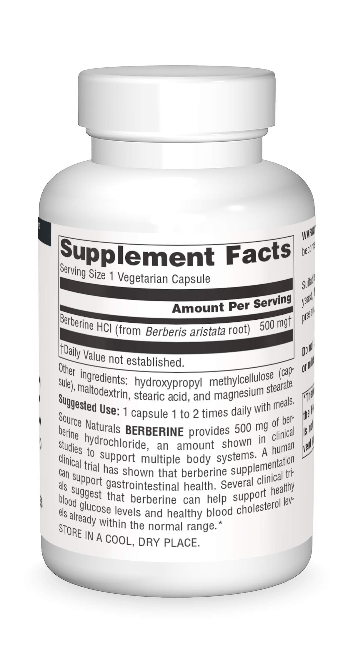 Source Naturals Berberina, detalle de cápsula, soporte digestivo diario potencial.
