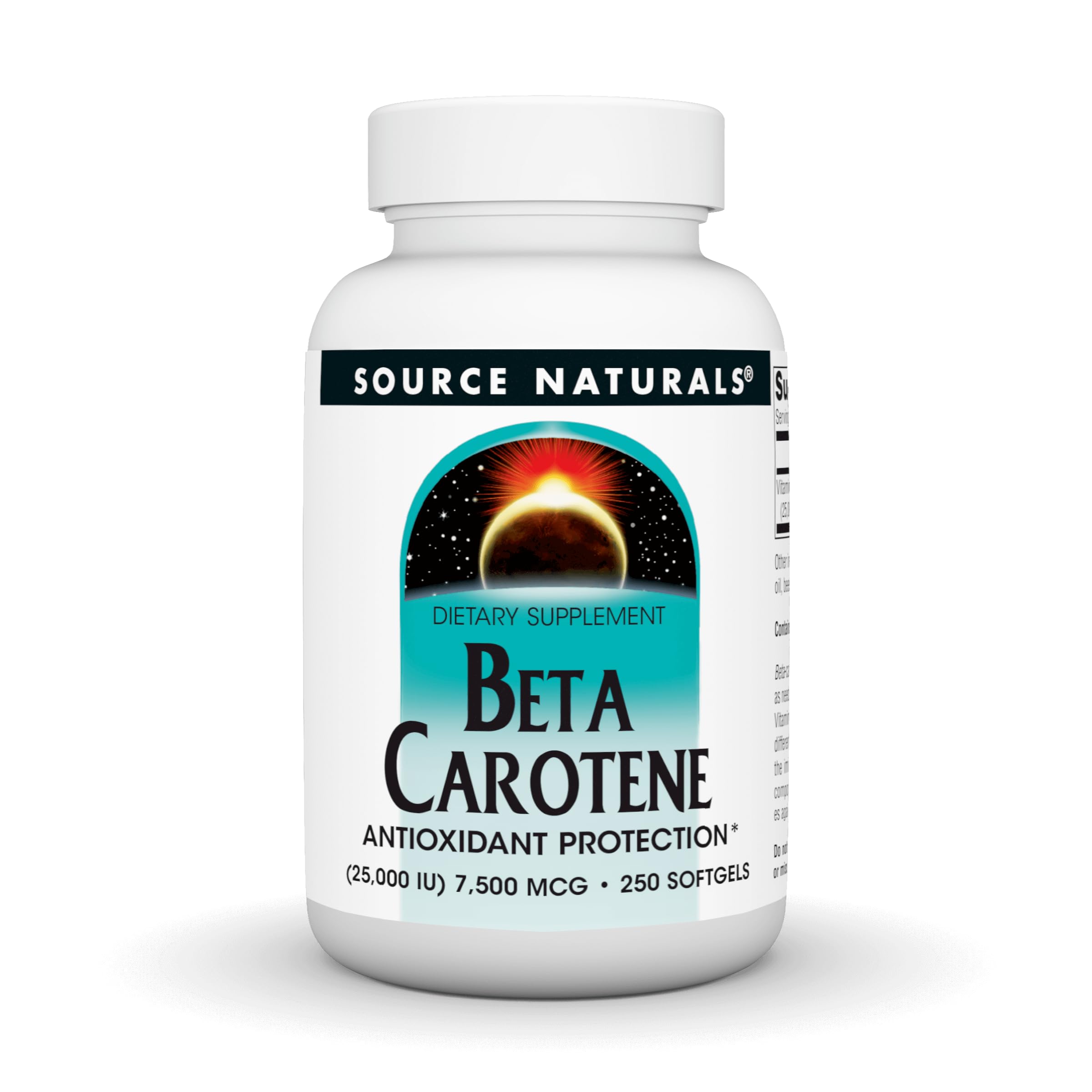 Source Naturals Beta Caroteno 25000 UI en botella, apoyo a la visión.