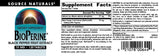 Source Naturals BioPerine: empaque y código de lote para trazabilidad.