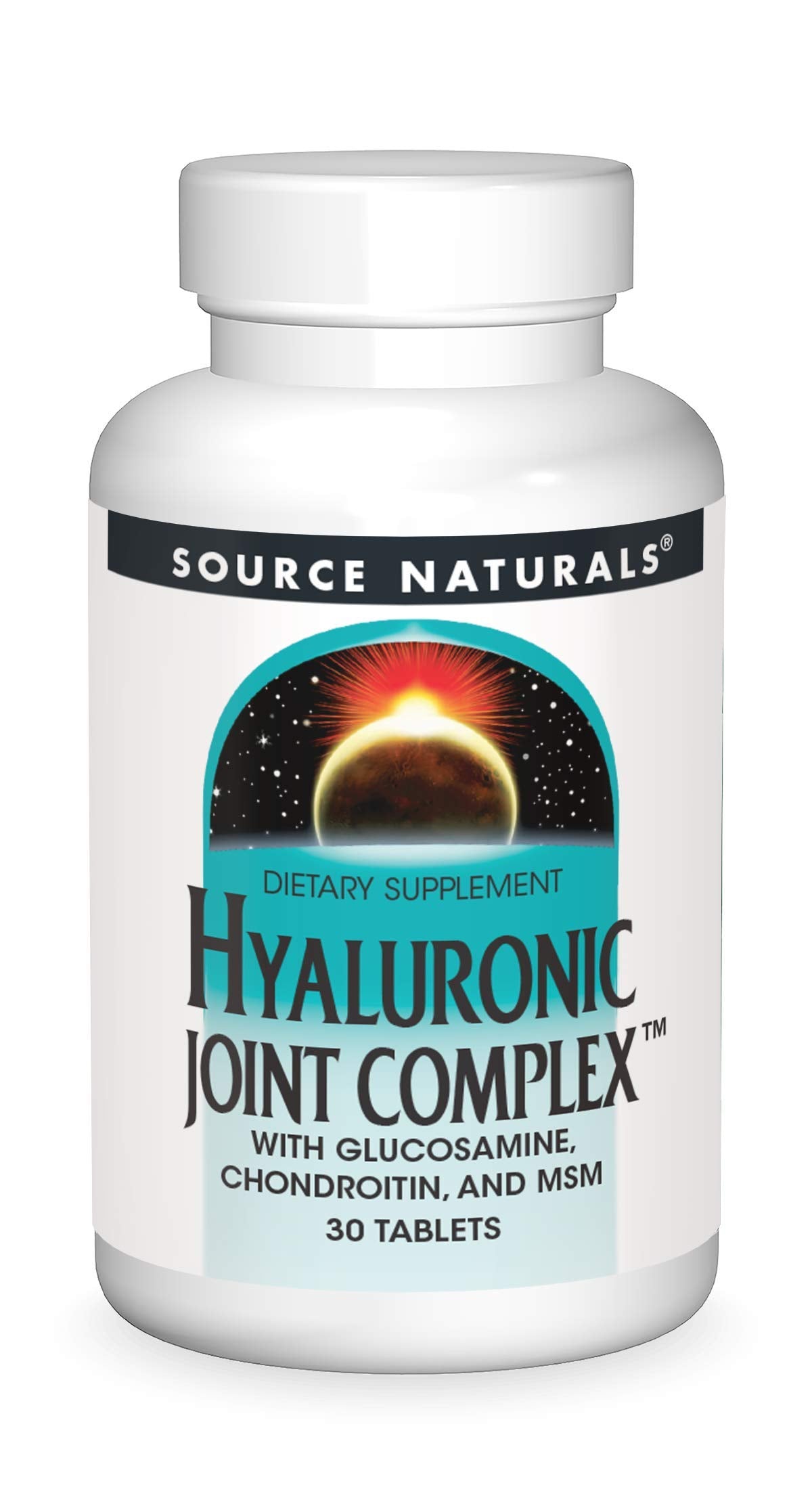Source Naturals Complejo Articular Hialurónico, botella de tabletas, apoyo a la movilidad.