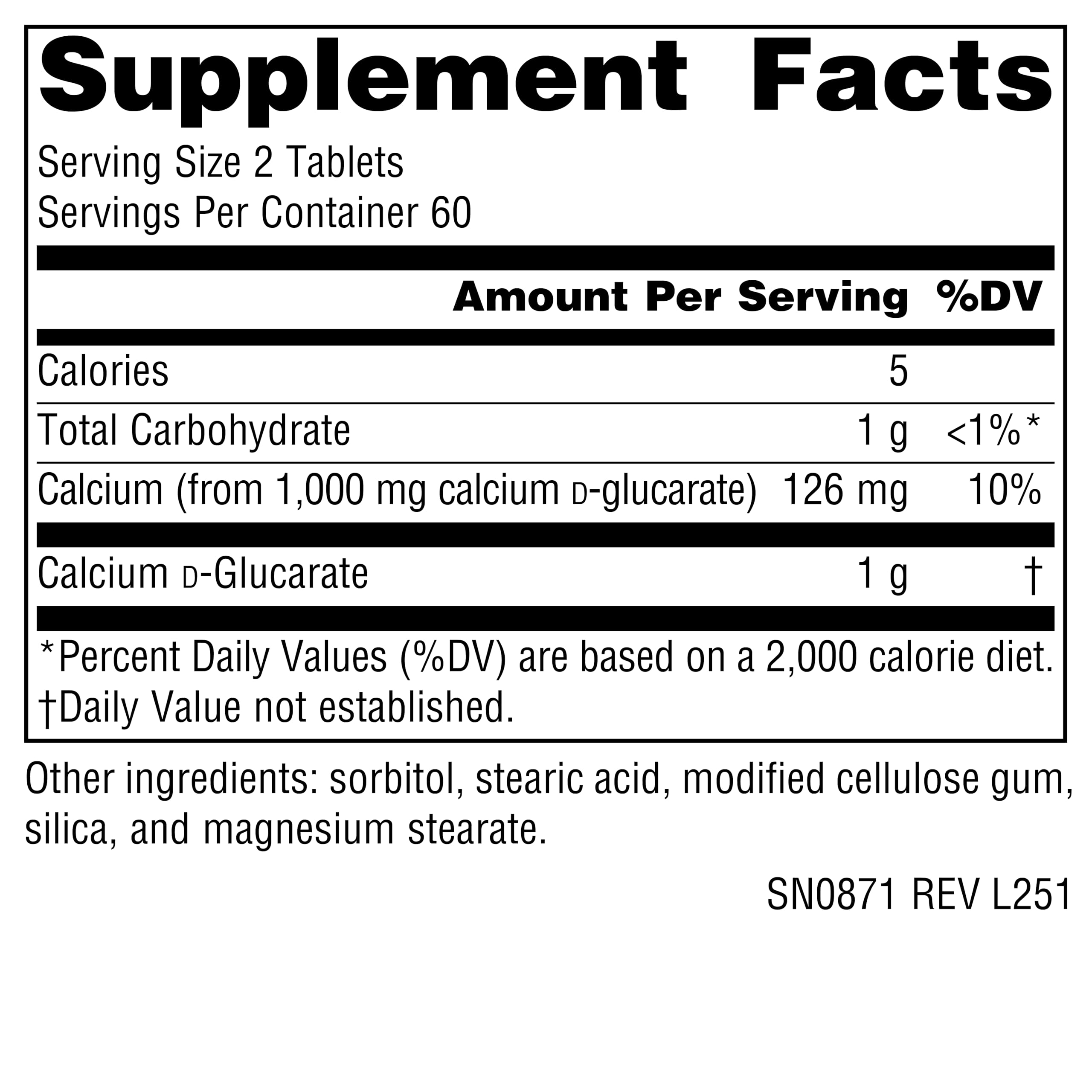 Source Naturals Calcio D-Glucarato pastillas para uso diario