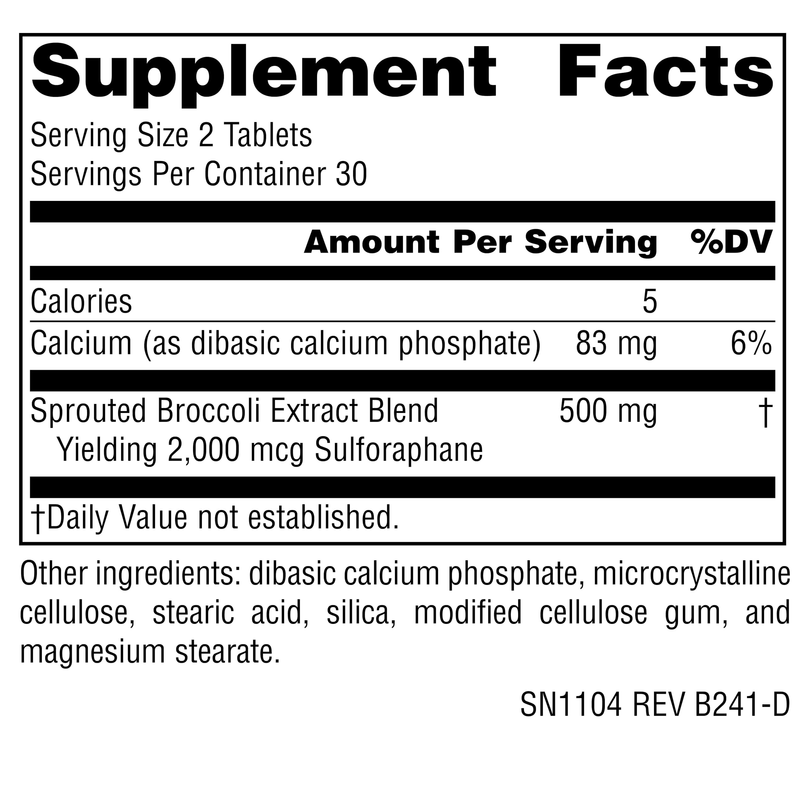 Source Naturals envase de tabletas de brócoli, conveniente para dosis diarias