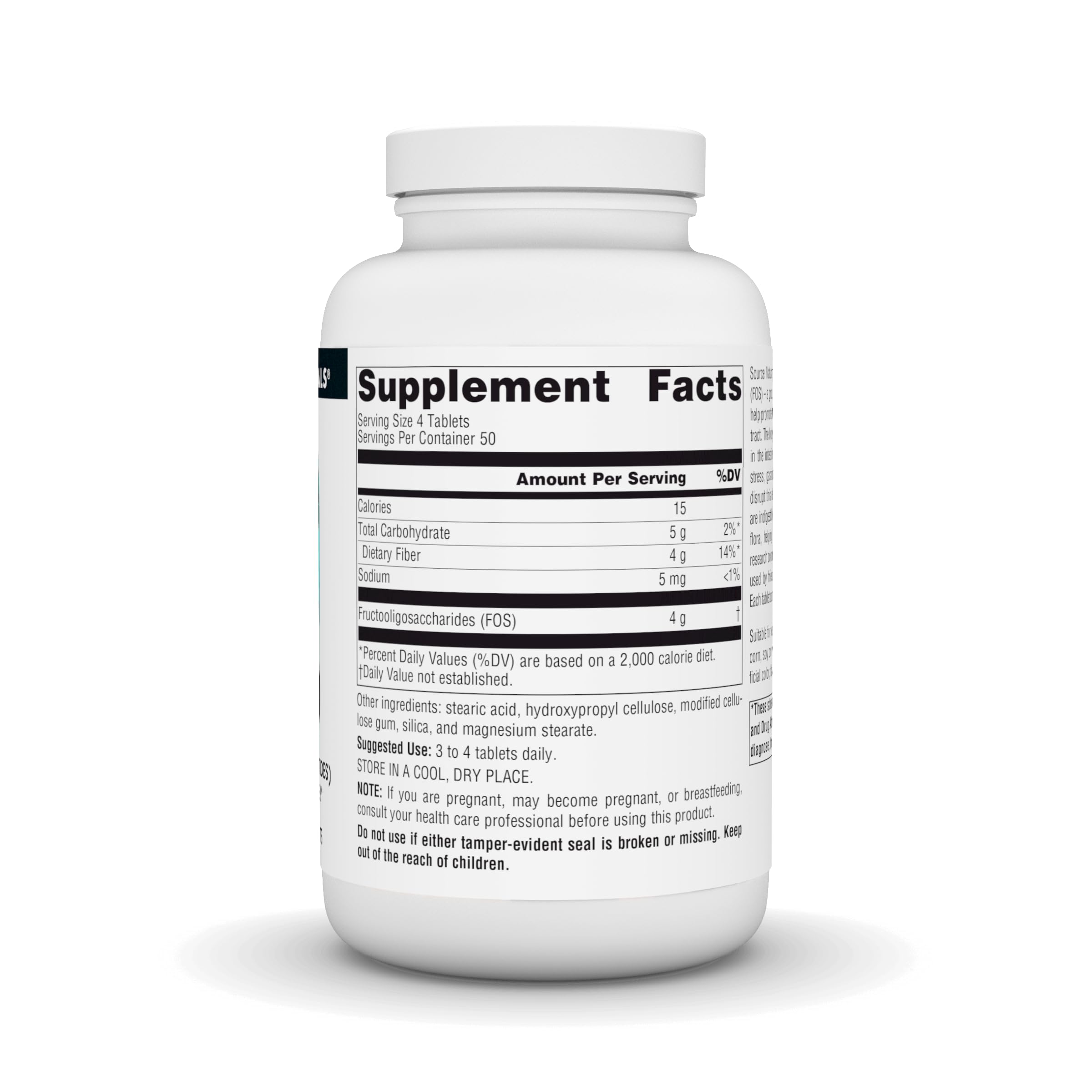 Source Naturals FOS 1000 mg, tabletas, ingesta diaria para apoyo digestivo.