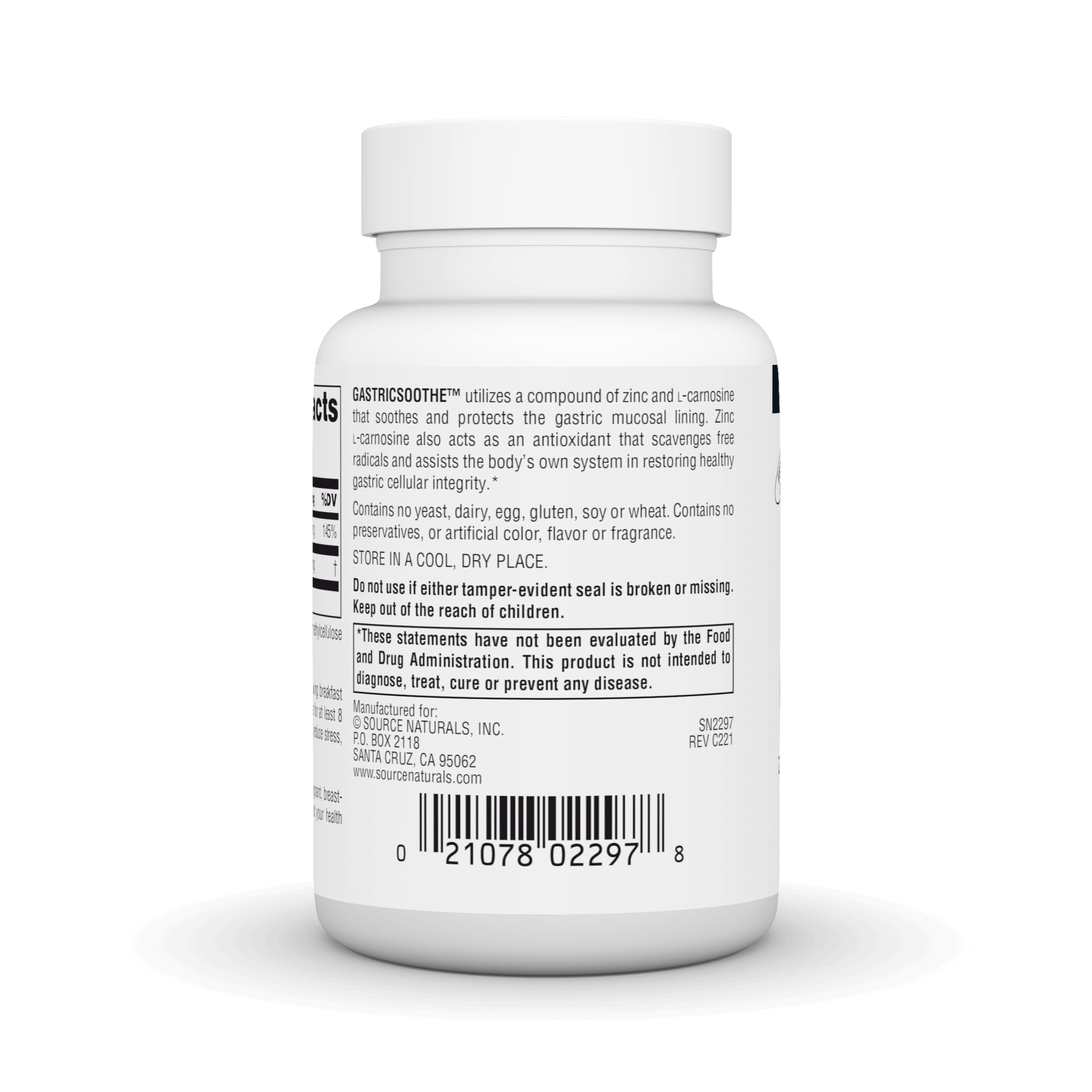 Cápsulas de Zinc L-Carnosina de Source Naturals para uso diario.