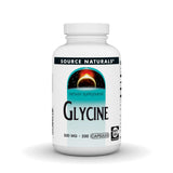 Source Naturals Glicina 500 mg en botella, apoyo a la síntesis de proteínas.