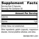 Botella de Source Naturals glicina de 100 cápsulas para consumo diario