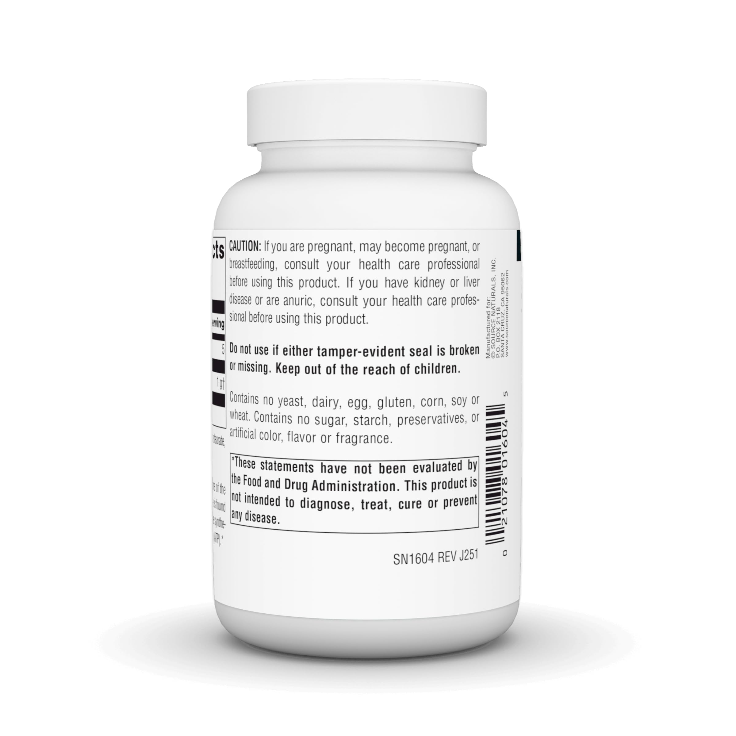 Primer plano de glicina Source Naturals, cápsulas para uso diario