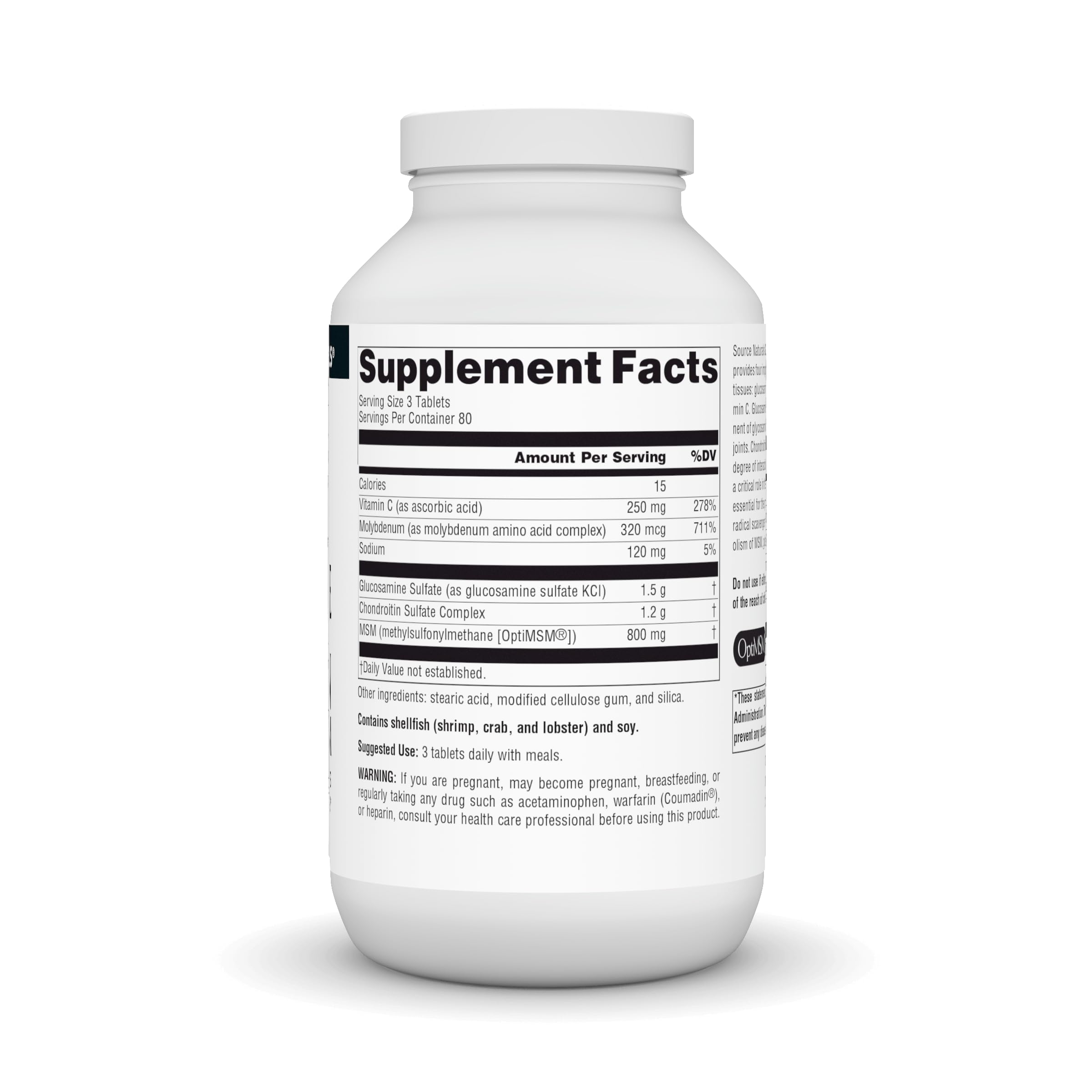 Source Naturals etiqueta, ingredientes clave visibles para tejido conectivo