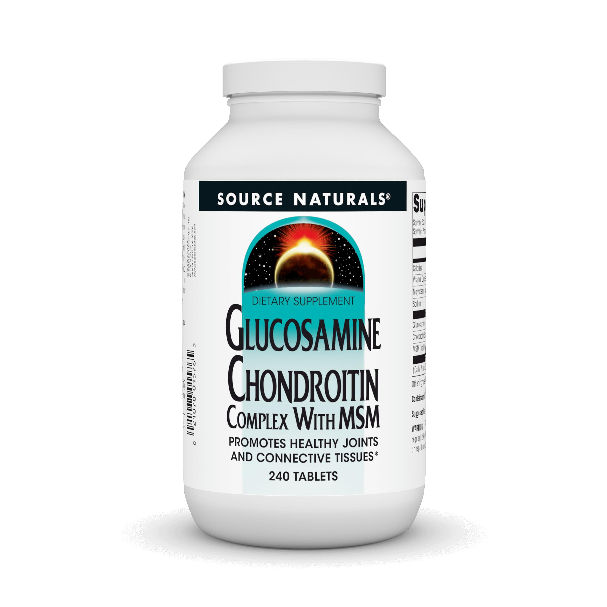 Source Naturals Glucosamina Chondroitina MSM, frente del envase, apoyo a articulaciones sanas