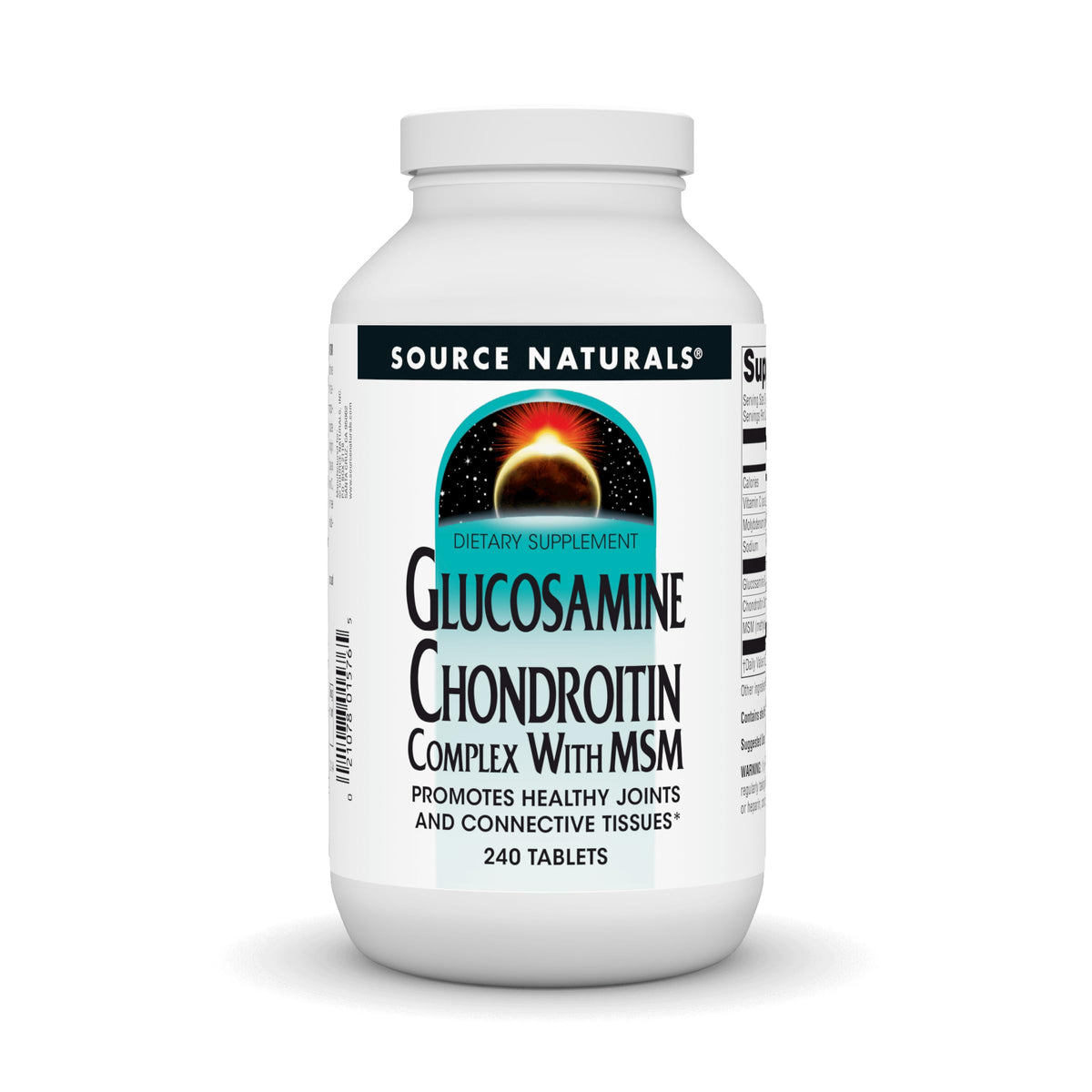Source Naturals Glucosamina Chondroitina MSM, frente del envase, apoyo a articulaciones sanas