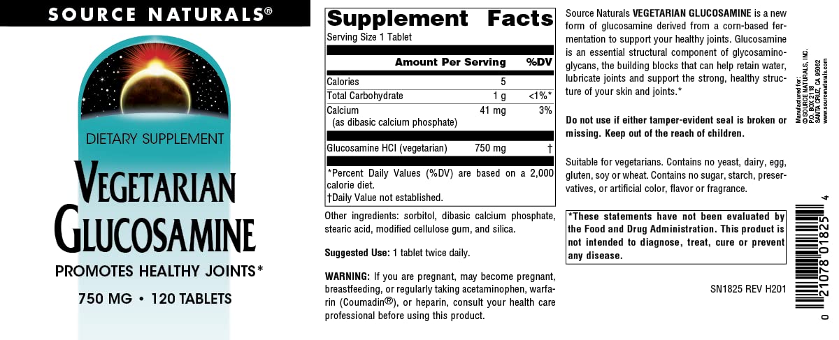 Source Naturals Glucosamina Vegetariana, sin alérgenos comunes