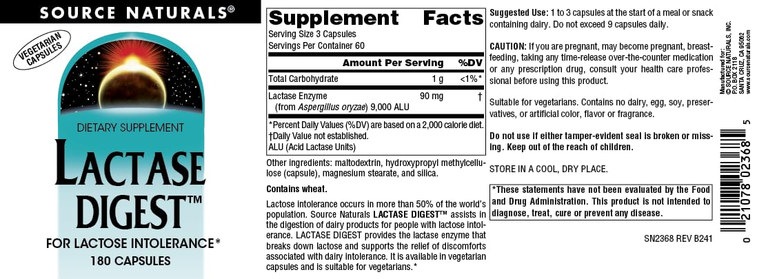 Source Naturals Lactasa Digest: alerta de trigo para alergias.