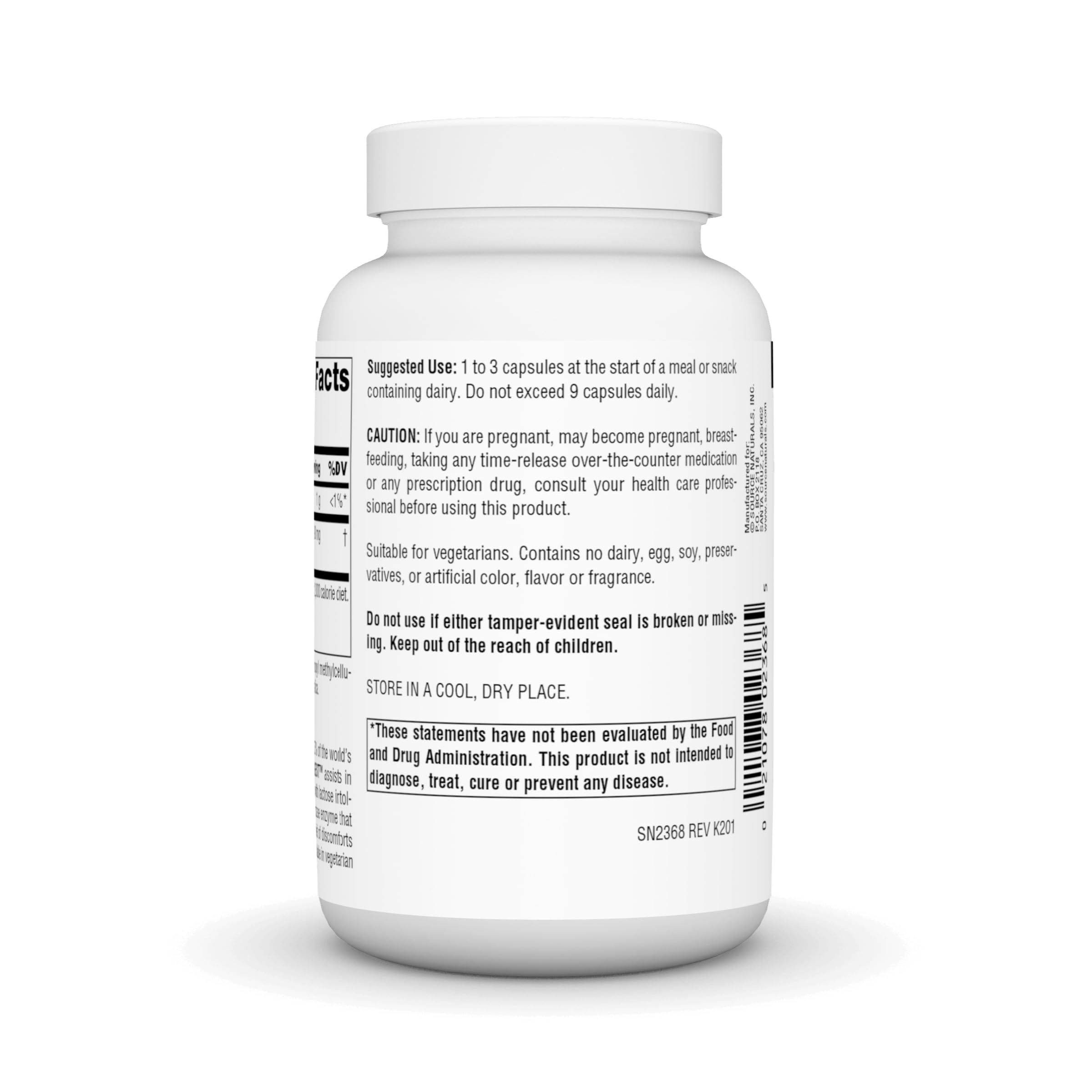 Source Naturals Lactasa Digest: etiqueta clara para entender la dosis.